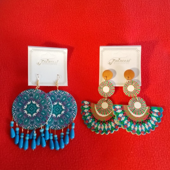 Set of 2.  Painted Wooden Earrings - Picture 1 of 5